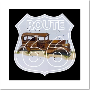 1932 Car along Route 66 in the Petrfied Woods National Park- WelshDesigns Posters and Art